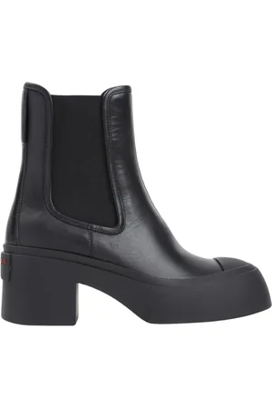 Marni Femme, Chaussures, Noir, Taille: 39 EU Bottes en Cuir Noir à Talon Bloc