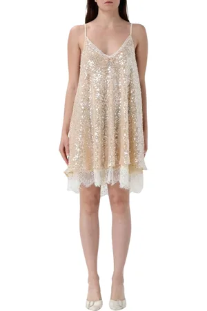 ANIYE BY Femme, Robes, Jaune, Taille: 40 FR Robe Midi en Nuance de Beurre avec Volants