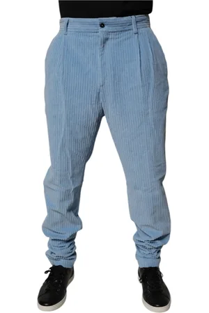 Dolce & Gabbana Homme, Pantalons, Bleu, Taille: L Jean Slim en Velours Côtelé Bleu Clair