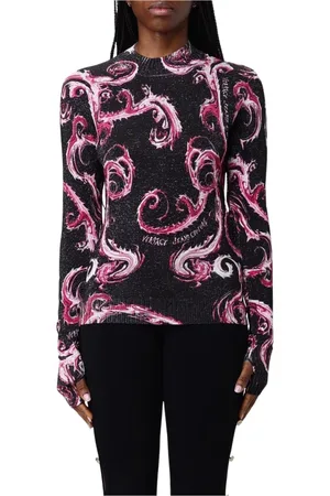 VERSACE Femme, Pulls, Noir, Taille: 36 FR Pull en Tricot Swirl Noir