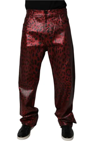 Dolce & Gabbana Homme, Jeans, Rouge, Taille: M Jean Denim Droit Léopard Rouge