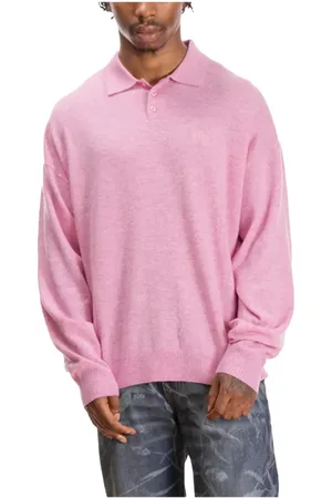 Patta Homme, Tops, Rose, Taille: XL Polo à manches longues en laine tricotée