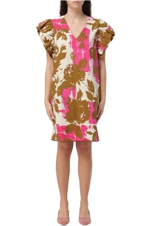 Liu Jo Femme, Robes, Multicolore, Taille: 36 FR Robe Mini Imprimée Manches Volantées