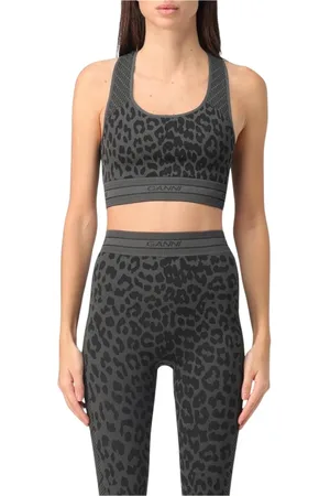 Ganni Femme, Tops, Noir, Taille: 38 FR Soutien-gorge de sport léopard