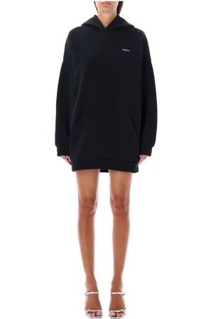 COPERNI Femme, Sweatshirts et sweats à capuche, Noir, Taille: 38 FR Robe Noire à Capuche en Corne Aw24