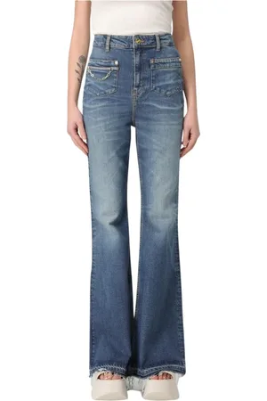 Ganni Femme, Jeans, Bleu, Taille: W27 Jean Évasé avec Détail de Chaîne