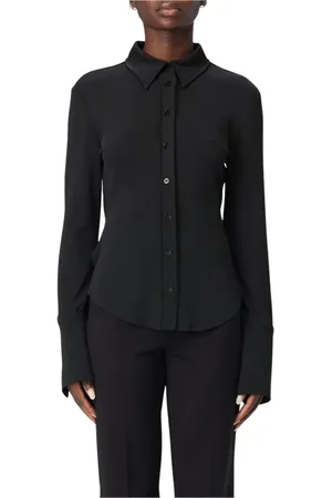 Sportmax Femme, Blouses et Chemises, Noir, Taille: 36 FR Chemise Noire à Col, Élégante et Polyvalente