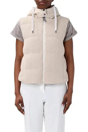 Brunello Cucinelli Femme, Vestes, Jaune, Taille: 34 FR Gilet de luxe en tricot matelassé