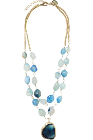 Maliparmi Femme, Accessoires, Bleu, Taille: ONE Size Collier chaîne en pierre