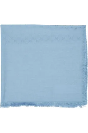 Max Mara Femme, Accessoires, Bleu, Taille: ONE Size Étole Monogramme Jacquard Laine et Soie