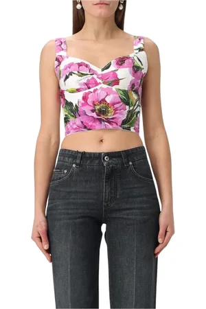 Dolce & Gabbana Femme, Tops, Multicolore, Taille: 38 FR Haut Sans Manches Fuchsia Floral