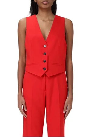 Msgm Femme, Vestes, Rouge, Taille: 40 FR Gilet en Lin Rouge