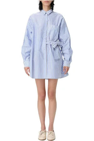Serafini Femme, Robes, Blanc, Taille: 36 FR Élégante Robe Chemise à Rayures