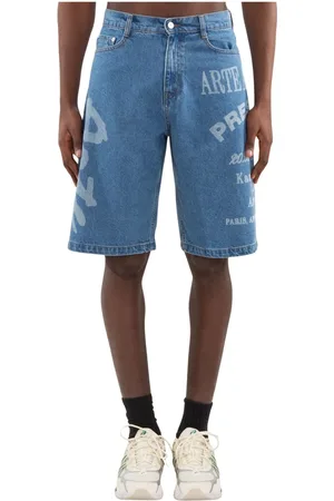Arte Antwerp Homme, Shorts, Bleu, Taille: W30 Denim Side Print Shorts