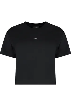 A.P.C. Femme, Tops, Noir, Taille: 38 FR T-shirt en coton avec logo contrastant imprimé