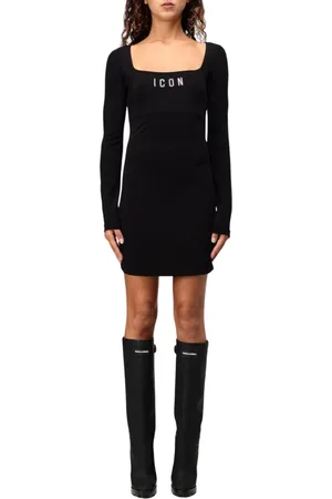 Dsquared2 Femme, Robes, Noir, Taille: 38 FR Élégante Robe Mini Bodycon Noire