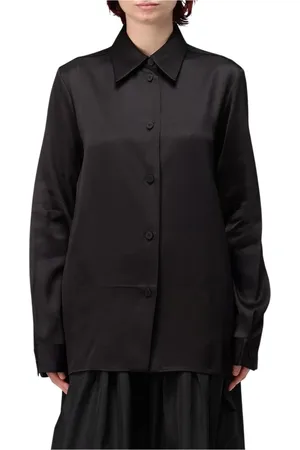 Jil Sander Femme, Blouses et Chemises, Noir, Taille: 36 FR Chemise Blouse en Satin de Soie Noire
