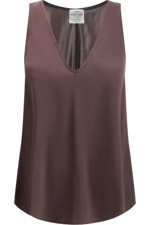 FORTE FORTE Femme, Tops, Brun, Taille: 44 FR Top en satin avec col en V