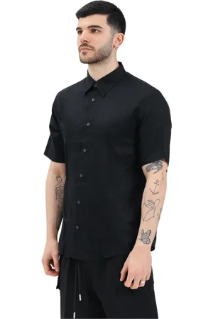 Armani Exchange Homme, Chemises, Noir, Taille: XL Chemise noire à manches courtes style classique