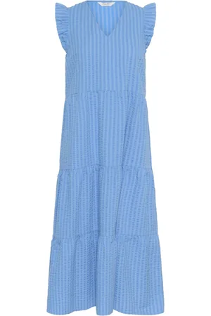Part Two Femme, Robes, Bleu, Taille: 34 FR Robe Féminine avec Détails à Volants