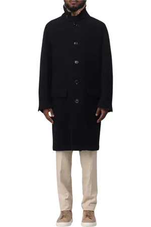 Brunello Cucinelli Homme, Manteaux, Bleu, Taille: L Manteau de luxe en laine avec col en shearling