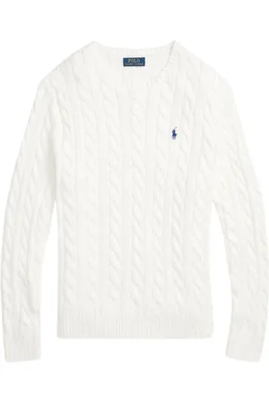 Ralph Lauren Homme, Pulls, Blanc, Taille: XL Pull EN Coton À Mailles Avec COL Rond - Blanc