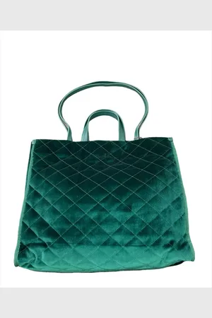 Maliparmi Femme, Sacs, Vert, Taille: ONE Size Sac de Magasinage en Velours Matelassé