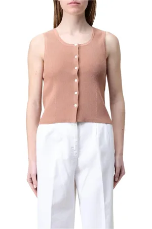 A.P.C. Femme, Tops, Rose, Taille: 40 FR Haut Rose à Boutons Côtelé