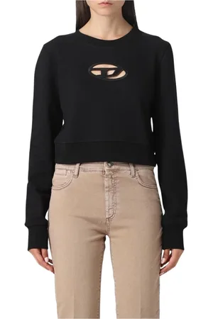 Diesel Femme, Sweatshirts et sweats à capuche, Noir, Taille: 40 FR Pull court noir