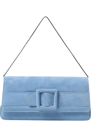 Manolo Blahnik Femme, Sacs, Bleu, Taille: ONE Size Pochette en daim bleu avec boucle