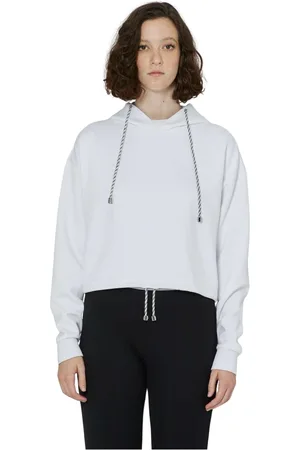 John Richmond Femme, Sweatshirts et sweats à capuche, Blanc, Taille: 40 FR Sweat à capuche crop avec logo brodé ton sur ton