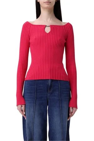 HUGO BOSS Femme, Pulls, Rose, Taille: 38 FR Pull à Encolure Clé en Tricot Côtelé