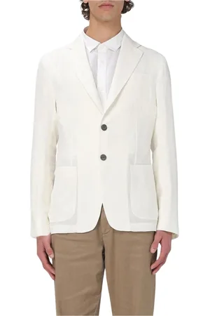 Emporio Armani Homme, Vestes, Blanc, Taille: 2XL Blazer en Lin Classique