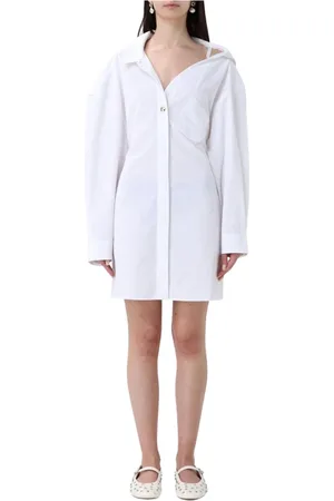 Jacquemus Femme, Robes, Blanc, Taille: 38 FR Robe Midi Blanche avec Plis