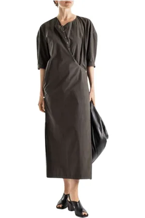 LEMAIRE Femme, Robes, Brun, Taille: 38 FR Robe en Coton Marron Torsadée