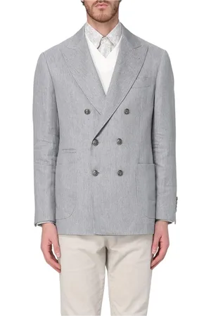 Brunello Cucinelli Homme, Vestes, Gris, Taille: XL Élégante Veste Grise à Double Boutonnage