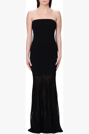 Michael Kors Femme, Robes, Noir, Taille: 38 FR Élégante Robe Midi Noire avec Ceinture