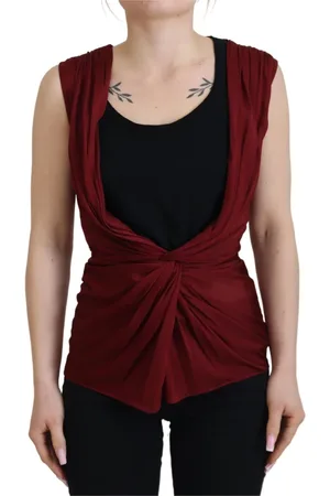 Dolce & Gabbana Femme, Tops, Rouge, Taille: 36 FR Blouse Haut Bordeaux en Mélange de Soie