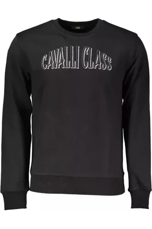 Roberto Cavalli Homme, Sweatshirts et sweats à capuche, Noir, Taille: S Pull en coton noir pour hommes