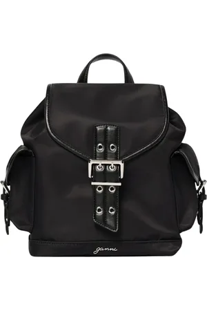 Ganni Femme, Sacs, Noir, Taille: ONE Size Sac à Dos en Cuir Élégant avec Plusieurs Compartiments