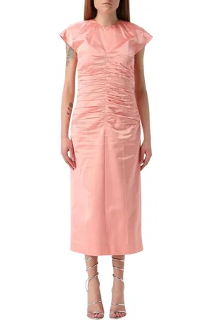 DEL CORE Femme, Robes, Rose, Taille: 36 FR Robe Midi Plissée Élégante