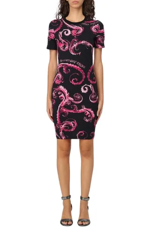 VERSACE Femme, Robes, Noir, Taille: 36 FR Robe moulante à imprimé tourbillonnant noir