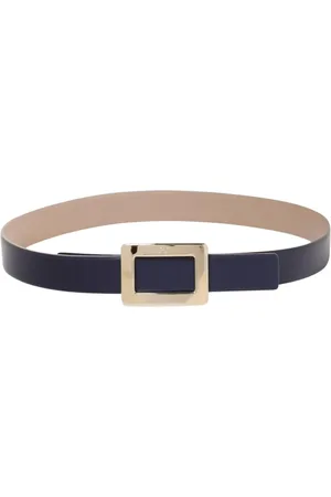 Roger Vivier Femme, Accessoires, Noir, Taille: 90 CM Elegant Dove Grey Leather Belt