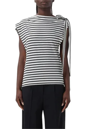 Msgm Femme, Blouses et Chemises, Noir, Taille: 40 FR Haut à Rayures avec Épaules à