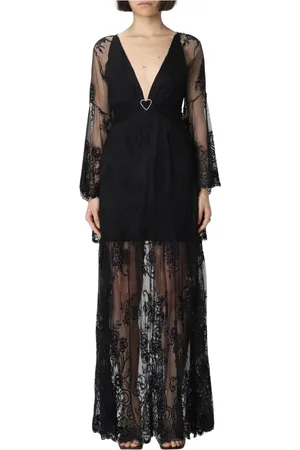 ANIYE BY Femme, Robes, Noir, Taille: 36 FR Élégante Robe Longue en Dentelle Noire
