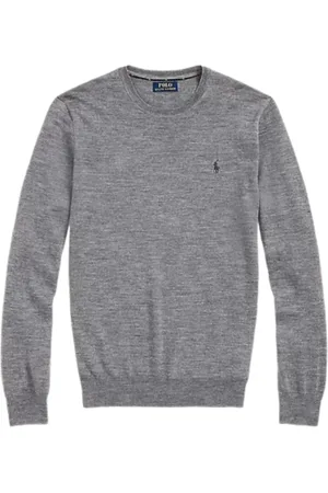 Ralph Lauren Homme, Pulls, Gris, Taille: XL Pull Slim Fit en Laine Lavable Gris Clair