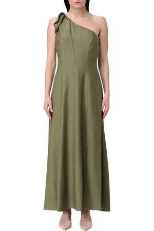 HANITA Femme, Robes, Vert, Taille: 40 FR Robe Maxi Élégante Une Épaule