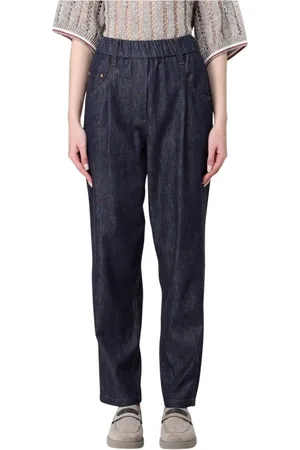 Brunello Cucinelli Femme, Jeans, Bleu, Taille: 34 FR Elegant Straight-Leg Denim Jeans