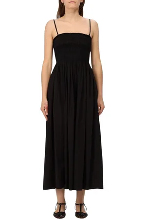 Michael Kors Femme, Robes, Noir, Taille: 38 FR Élégante Robe Midi Noire à Smocks