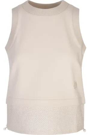 Moncler Femme, Pulls, Blanc, Taille: 36 FR Haut Blanc en Coton Côtelé